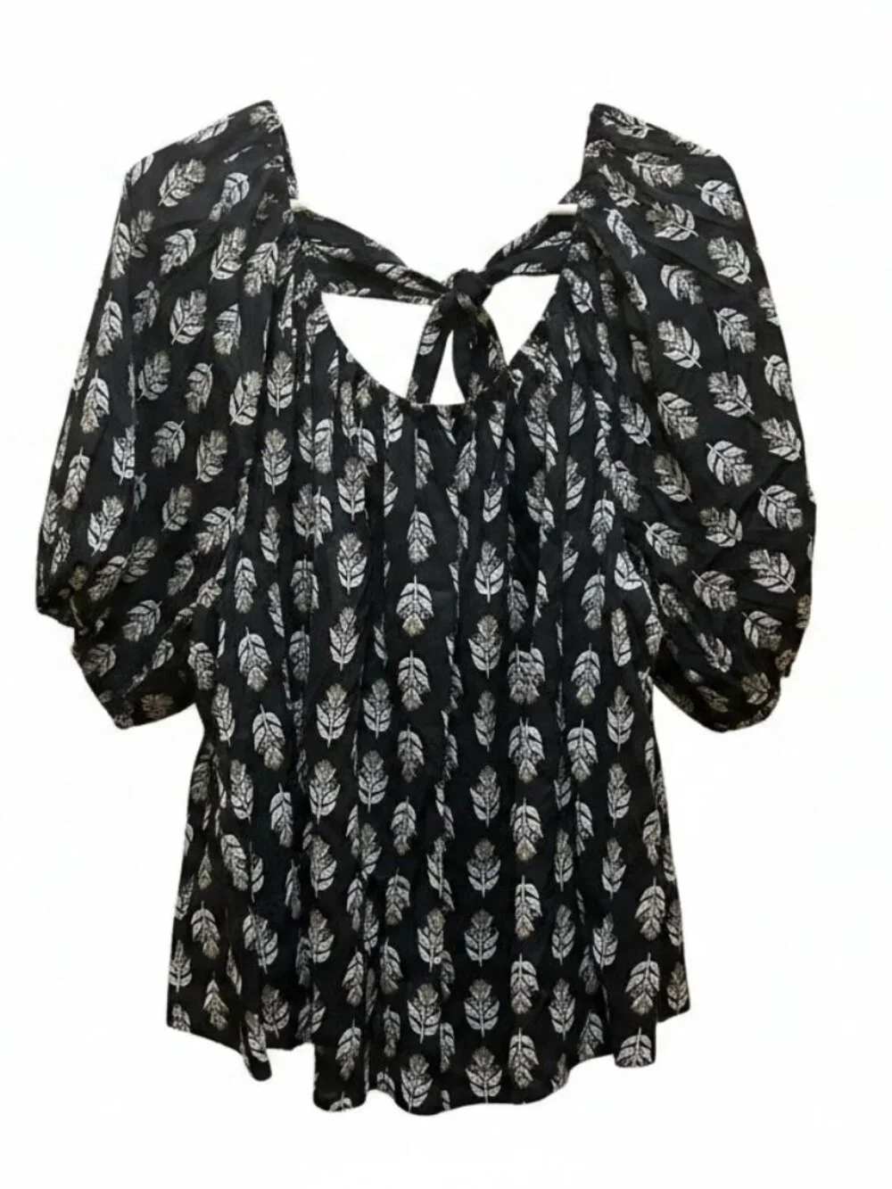 Black Floral Tie Front Blouse